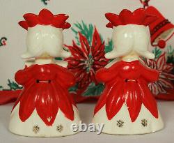 Lipper & Mann Christmas NOEL BELLS Poinsettia Hats Snowflakes 1950s Japan 1 SET