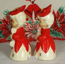 Lipper & Mann Christmas NOEL BELLS Poinsettia Hats Snowflakes 1950s Japan 1 SET