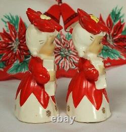 Lipper & Mann Christmas NOEL BELLS Poinsettia Hats Snowflakes 1950s Japan 1 SET