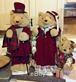 Lot (2) Telco 1995 Motion-ette Animated Display Victorian Christmas Bear Family