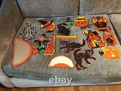 Lot Of 13 Vintage H. E. Luhre Halloween Decorations Made In The Usa, In Great Cond