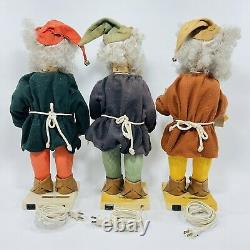 Lot Of 3 Vintage Telco Motionette Animated Christmas Elf Carpenter Works Has Tag