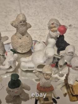 Lot of 15 Vintage Bisque Snow Babies Snowman Figurine German Porcelain Miniature