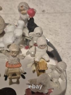Lot of 15 Vintage Bisque Snow Babies Snowman Figurine German Porcelain Miniature