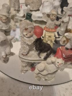 Lot of 15 Vintage Bisque Snow Babies Snowman Figurine German Porcelain Miniature