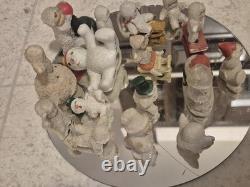 Lot of 15 Vintage Bisque Snow Babies Snowman Figurine German Porcelain Miniature