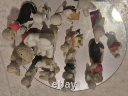 Lot of 15 Vintage Bisque Snow Babies Snowman Figurine German Porcelain Miniature