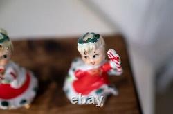 Lot of 2 Vtg LEFTON Christmas Bloomer Girls Spaghetti Ceramic Figurines