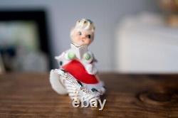 Lot of 2 Vtg LEFTON Christmas Bloomer Girls Spaghetti Ceramic Figurines