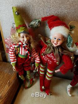 Lot of 4 Vintage Mark Roberts Christmas Elf Dolls 9 and 15Jester Fairies