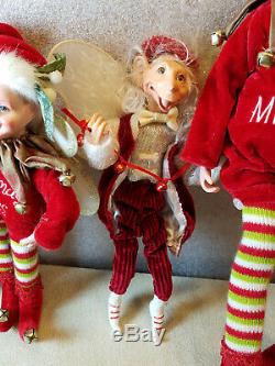 Lot of 4 Vintage Mark Roberts Christmas Elf Dolls 9 and 15Jester Fairies