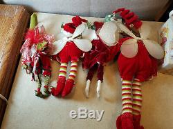 Lot of 4 Vintage Mark Roberts Christmas Elf Dolls 9 and 15Jester Fairies