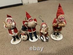 Lot of 5 vintage Santas and Snowmen made in Japan clay figurines