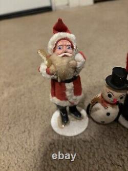 Lot of 5 vintage Santas and Snowmen made in Japan clay figurines