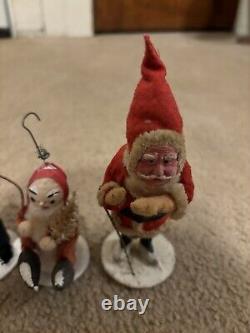 Lot of 5 vintage Santas and Snowmen made in Japan clay figurines