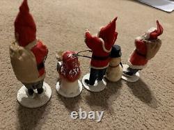 Lot of 5 vintage Santas and Snowmen made in Japan clay figurines