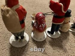 Lot of 5 vintage Santas and Snowmen made in Japan clay figurines