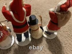 Lot of 5 vintage Santas and Snowmen made in Japan clay figurines