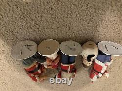 Lot of 5 vintage Santas and Snowmen made in Japan clay figurines