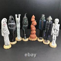 Lot of 8 VTG Hand-Poured & Hand-Painted HALLOWEEN 9 Skinny Ceramic Figurines
