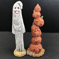 Lot of 8 VTG Hand-Poured & Hand-Painted HALLOWEEN 9 Skinny Ceramic Figurines