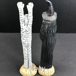 Lot of 8 VTG Hand-Poured & Hand-Painted HALLOWEEN 9 Skinny Ceramic Figurines
