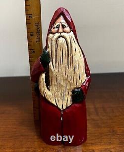 Lot of 9 Folk Art Hand Carved Christmas Santa Claus Vintage1989-97 All Signed