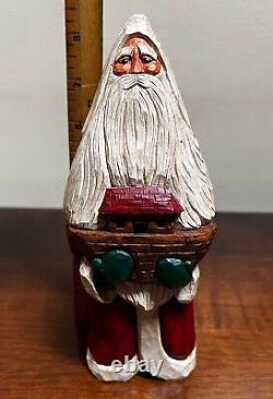 Lot of 9 Folk Art Hand Carved Christmas Santa Claus Vintage1989-97 All Signed