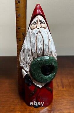 Lot of 9 Folk Art Hand Carved Christmas Santa Claus Vintage1989-97 All Signed