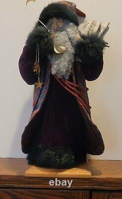 Lynn Haney 1994 Good Magic Santa, fur trimmed coat stars, moon map Labeled