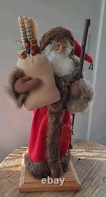 Lynn Haney Woodland Santa 1990 Handmade U. S. A. Real Fur Red Brown