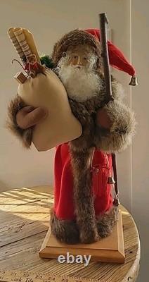 Lynn Haney Woodland Santa 1990 Handmade U. S. A. Real Fur Red Brown
