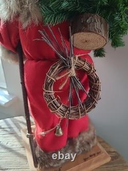 Lynn Haney Woodland Santa 1990 Handmade U. S. A. Real Fur Red Brown