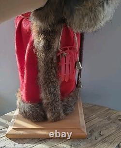 Lynn Haney Woodland Santa 1990 Handmade U. S. A. Real Fur Red Brown