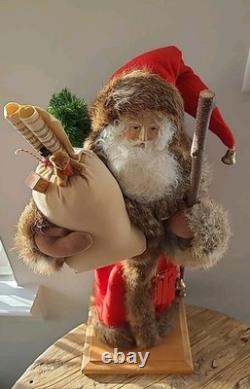 Lynn Haney Woodland Santa 1990 Handmade U. S. A. Real Fur Red Brown
