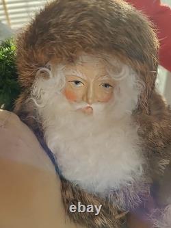 Lynn Haney Woodland Santa 1990 Handmade U. S. A. Real Fur Red Brown