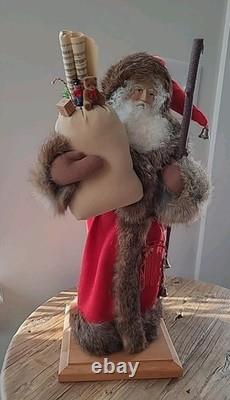 Lynn Haney Woodland Santa 1990 Handmade U. S. A. Real Fur Red Brown