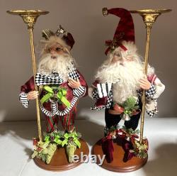 MARK ROBERTS Frontgate Santa Fairy Christmas CANDLE HOLDERS Pair Rare