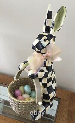 MacKenzie Childs Easter COURTLY CHECK RABBIT BUNNY WITH BASKET 16 FIGURINE NWOT