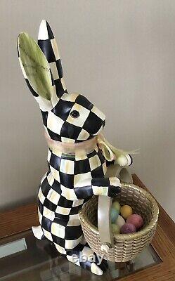 MacKenzie Childs Easter COURTLY CHECK RABBIT BUNNY WITH BASKET 16 FIGURINE NWOT