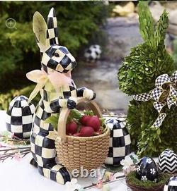 MacKenzie Childs Easter COURTLY CHECK RABBIT BUNNY WITH BASKET 16 FIGURINE NWOT