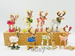 Mackenzie Childs Patience Brewster Reindeer Full Set 8 New