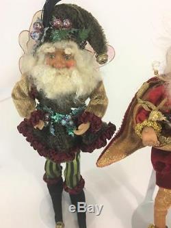 Mark Roberts Artist Designed Christmas Fairy Santa & Elf Set 2 With Stands 9