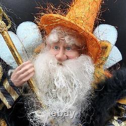 Mark Roberts Collection Halloween Wizard Scepter Pumpkin Old Man 19 FLAW