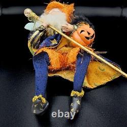 Mark Roberts Collection Halloween Wizard Scepter Pumpkin Old Man 19 FLAW
