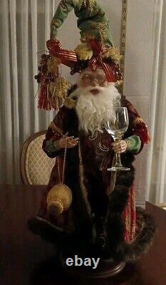 Mark Roberts Large Santa On Stand 23.75 Chianti/grapes/wine Glass Preowned Euc