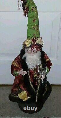 Mark Roberts Large Santa On Stand 23.75 Chianti/grapes/wine Glass Preowned Euc