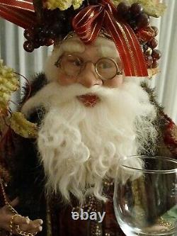 Mark Roberts Large Santa On Stand 23.75 Chianti/grapes/wine Glass Preowned Euc