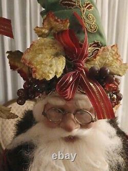 Mark Roberts Large Santa On Stand 23.75 Chianti/grapes/wine Glass Preowned Euc