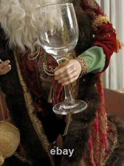 Mark Roberts Large Santa On Stand 23.75 Chianti/grapes/wine Glass Preowned Euc